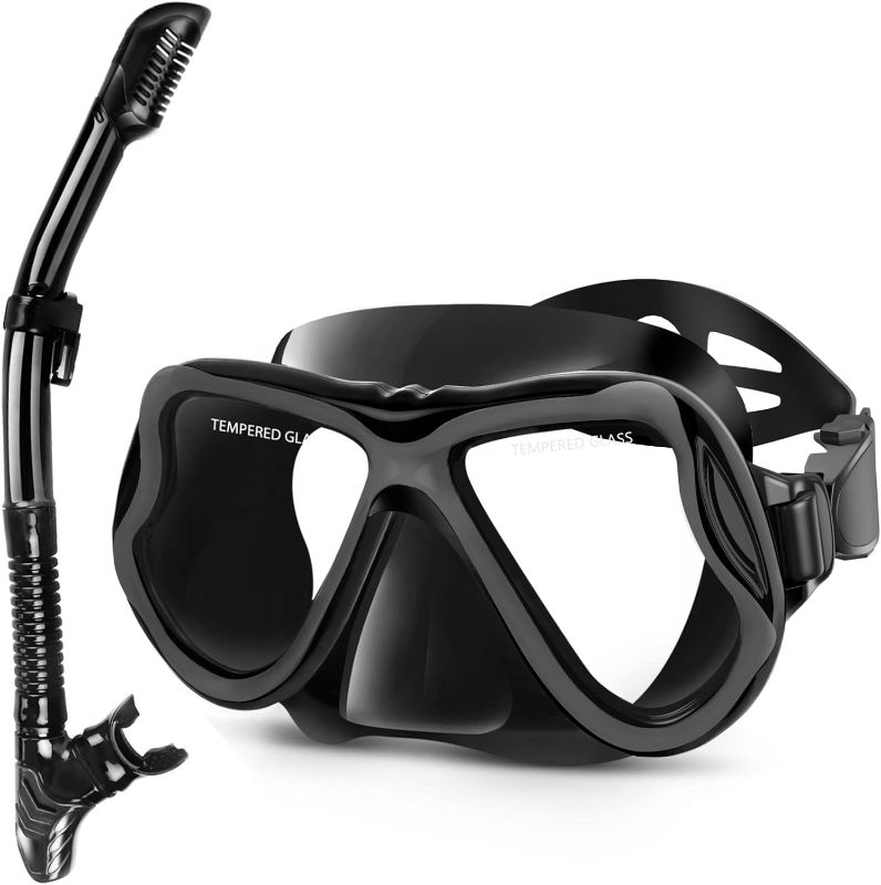 Photo 1 of ***STOCK PHOTO REFERENCE ONLY***
Snorkel Set,Panoramic Wide View,Anti-Fog Scuba Diving Mask,Professional Snorkeling Gear