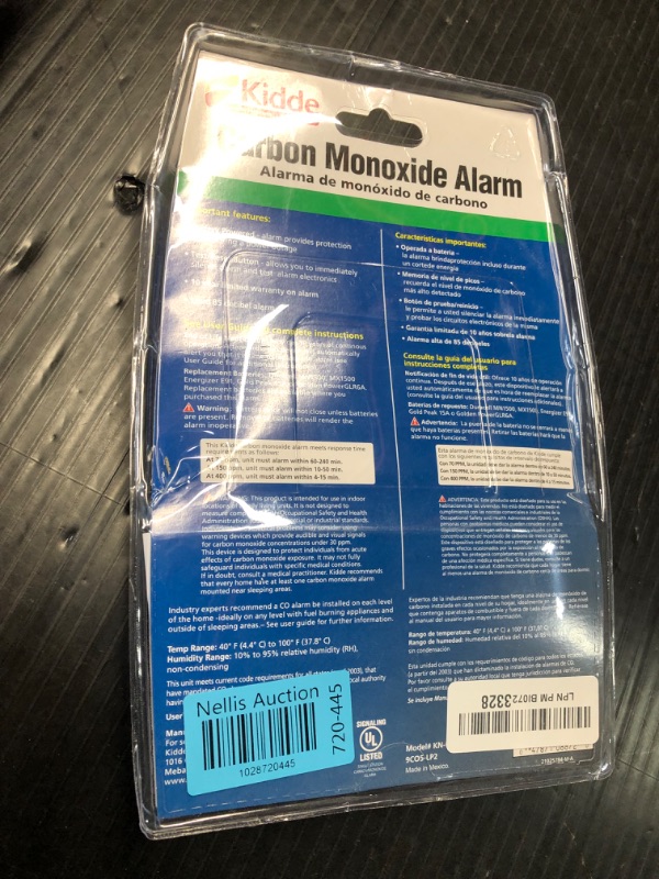 Photo 3 of ***FACTORY SEALED***Kidde Carbon Monoxide Detector, Battery Powered with LED Lights, CO Alarm