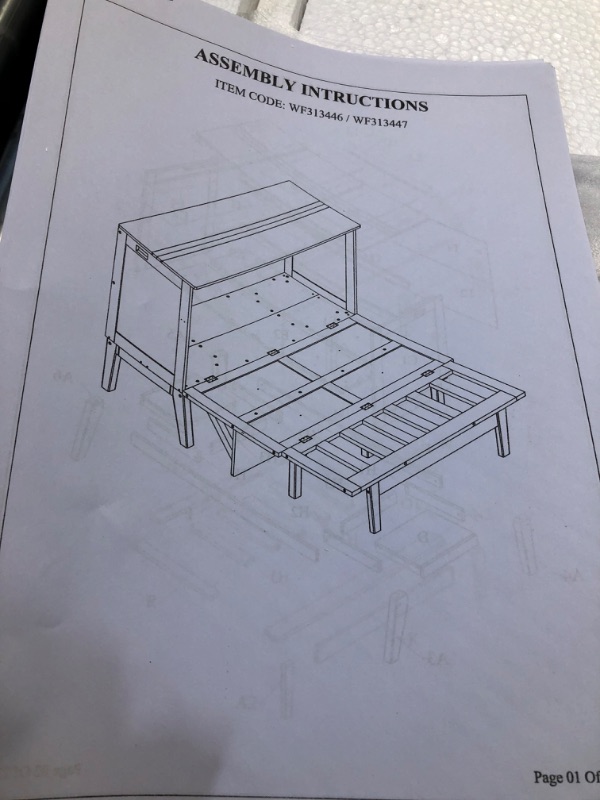 Photo 5 of ***NON REFUNDABLE, PARTS ONLY***
BIADNBZ Queen Murphy Bed can be Folded into Low Cabinet with USB Ports, Wooden Platform bedframe White