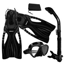 Photo 1 of ***STOCK PHOTO REFERENCE ONLY*** Snorkeling Scuba Dive Fins Mask Snorkel Set w/ Mesh Bag ML/XL