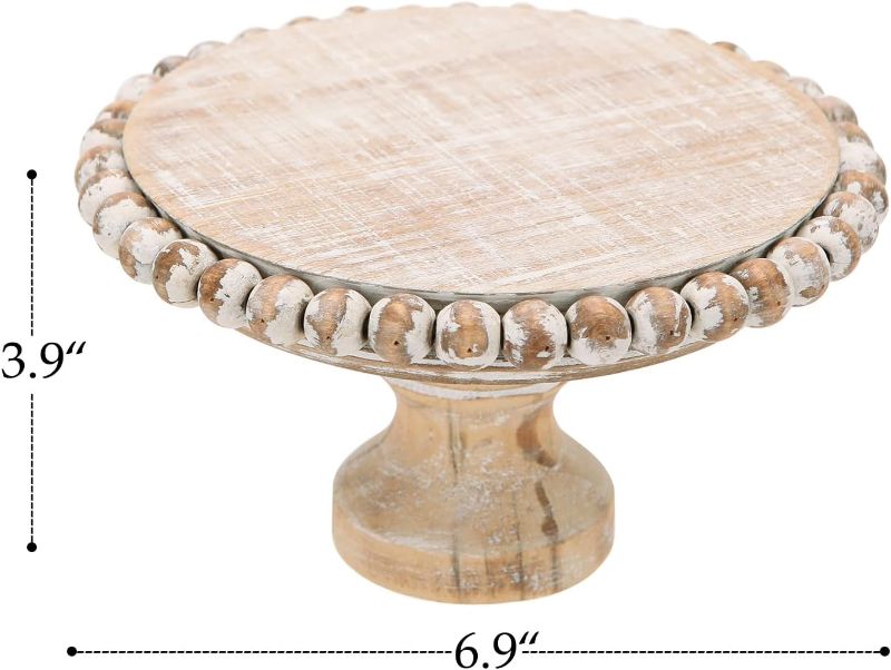 Photo 1 of (READ FULL POST) NIKKY HOME 6" Farmhouse Footed Wood Cake Stand Cake Plate with Pedestal Wooden Dessert Stands White