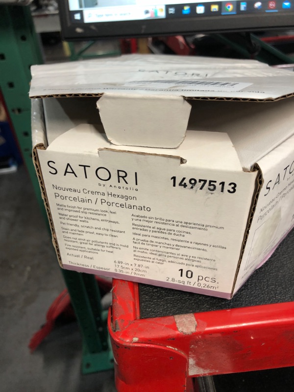 Photo 3 of *** PALLET - TRUCK/TRAILER PICKUP ONLY***Satori Nouveau Crema 7-in x 8-in Matte Porcelain Hexagon Encaustic Floor and Wall Tile (840 pc pallet)