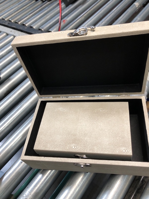 Photo 3 of (READ FULL POST) DECOR4SEASON Faux Shagreen Leather Decorative Storage Boxes Set of 2, Ivory