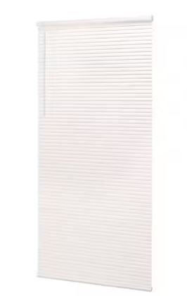 Photo 1 of 
Pre-Cut 64 in. W x 64 in. L Cordless Light Filtering White Vinyl Mini Blind with 1 in. Slats