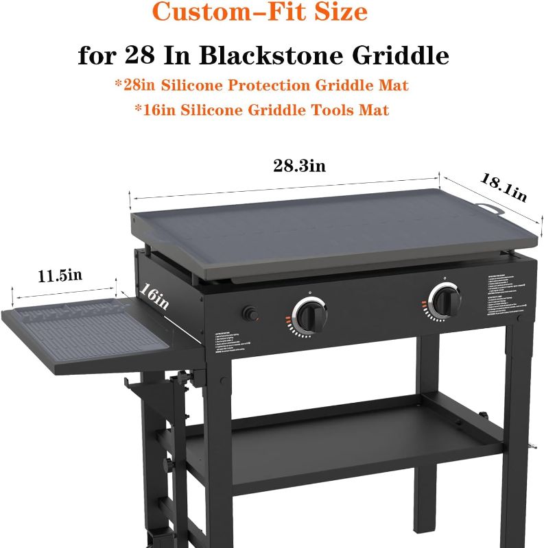 Photo 4 of (READ FULL POST) Upgraded 28 Inch Silicone Griddle Cover for Blackstone, Include 16 Inch Silicone Spatula Mat, Blackstone Cover fit-Gray