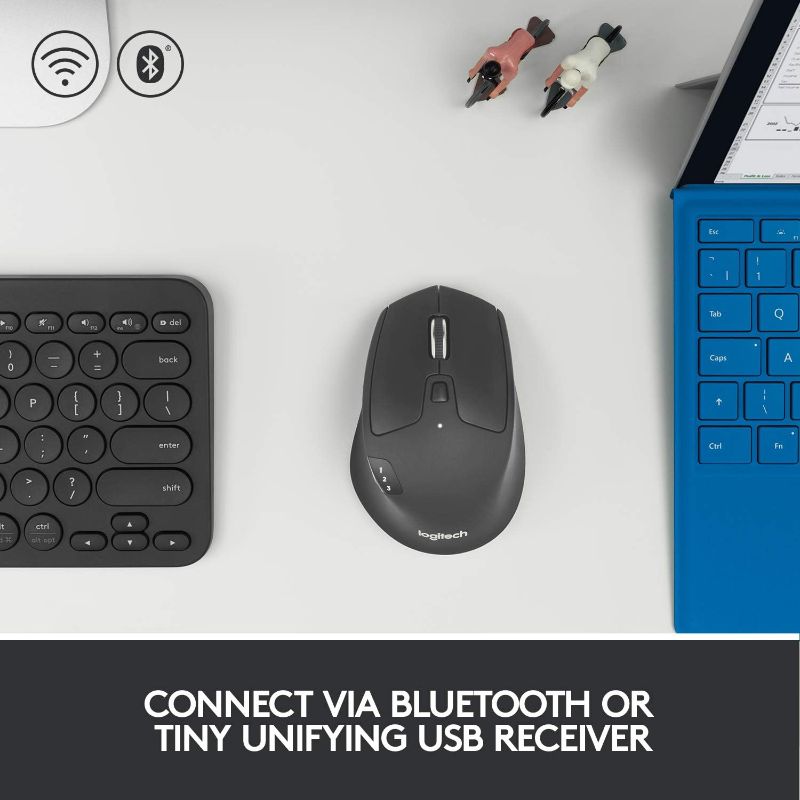 Photo 4 of (READ FULL POST) Logitech M720 Triathlon Multi-Device Wireless Mouse, Bluetooth, USB Unifying Receiver, 1000 DPI, 8 Buttons, 2-Year Battery, Compatible with Laptop, PC, Mac, iPadOS - Black