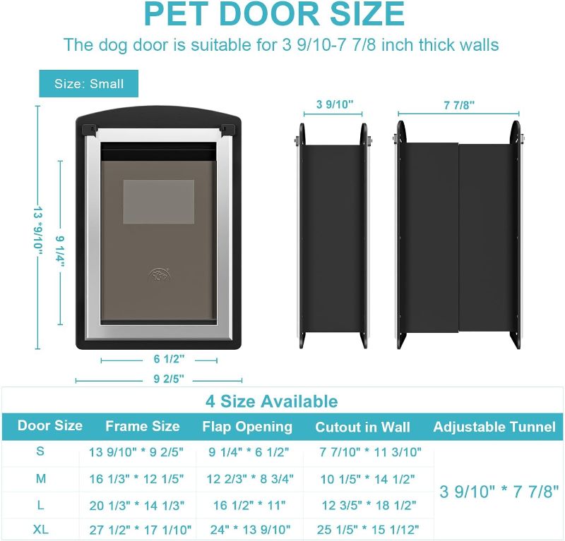 Photo 4 of (READ FULL POST) ClawJaw Cat Door for Exterior Wall, Metal Frame and Telescopic Tunnel Pet Door, Double Magnetic Flaps Cat Door and Dog Door, Easy to Install, Black (Pets Up to 22 Lb)-Small