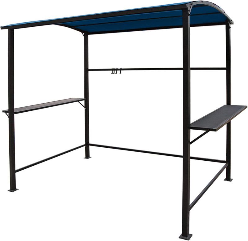 Photo 1 of ***STOCK PHOTO FOR REFERENCE*** (ONLY BOX NO. 2)  COBANA Grill Gazebo 8’by 4.6’ Outdoor Patio BBQ Canopy with Single-Tier Soft Top and Metal Shelves, Blue
