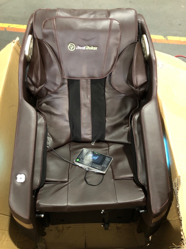 Photo 2 of (READ FULL POST) **TRUCK/TRAILER PICK UP ONLY** Real Relax Massage Chair Favor-06, Full Body Zero Gravity SL-Track Shiatsu Massage Recliner Chair with APP Control, Brown
