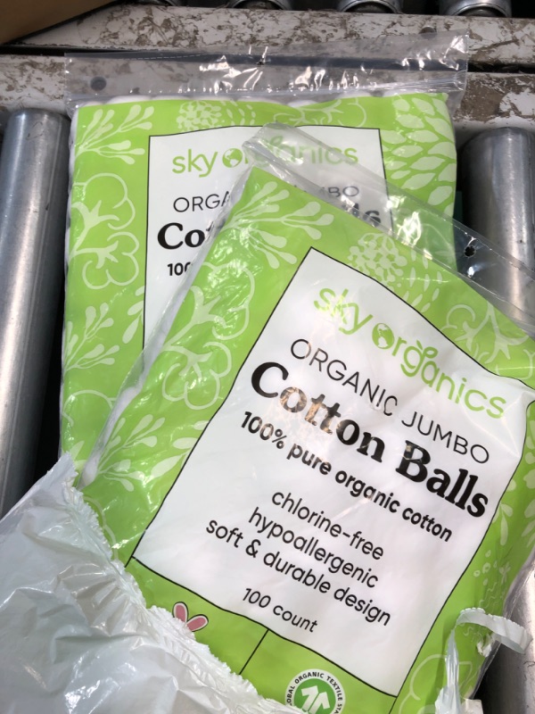 Photo 2 of (READ FULL POST)  (2 OF 3 BAGS) Sky Organics Organic Jumbo Cotton Balls for Sensitive Skin, 100% Pure Organic Cotton Sustainably Grown, Chlorine Free, Hypoallergenic, Ultra-Soft and Absorbant for Beauty & Personal Care, 300 ct.