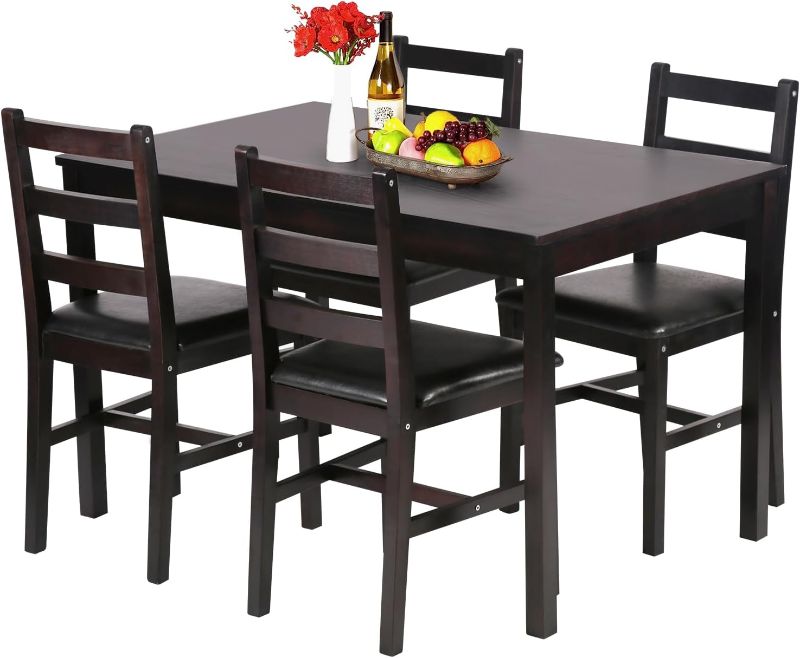 Photo 1 of ***MAHJOR DAMAGE. SEE PHOTOS***
Kitchen Table and Chairs for 4 Dining Room Table Set,Wood Elegant Kitchen Sets for Small Space,Dark Brown