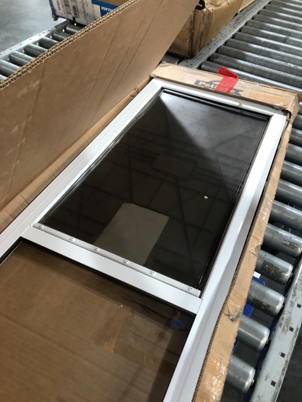 Photo 3 of ***USED - MISSING HARDWARE - UNABLE TO VERIFY FUNCTIONALITY - SEE PICTURES***
PetSafe 1-Piece Sliding Glass Pet Door for Dogs & Cats - Adjustable Height 75 7/8" to 80 11/16" X-Large, White, No-Cut White X-Large