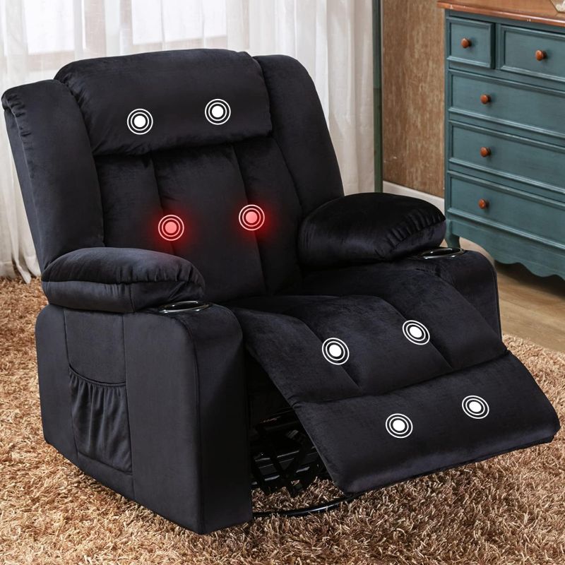 Photo 1 of 
COMHOMA Recliner Chair Massage Rocker with Heated 360 Degree Swivel Lazy Boy Recliner Single Sofa Seat with Cup Holders for Living Room