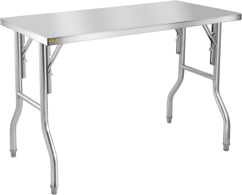 Photo 1 of 
VEVOR Commercial Worktable Workstation 48 x 24 Inch Folding Commercial Prep Table, Heavy-duty Stainless Steel Folding Table with 661