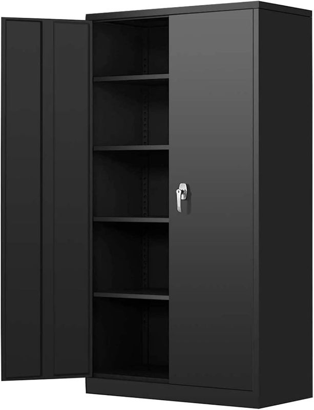 Photo 1 of 
Greenvelly Steel SnapIt Storage Cabinet 72" Locking Metal Garage Storage Cabinet with 4 Adjustable Shelves, 2 Doors and Lock for File, Office,
