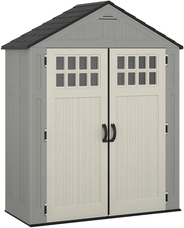 Photo 1 of 
Suncast BMS6312D Everett 6' x 3' Heavy-Duty Resin Outdoor Pad-Lockable Double Doors and Windows All-Weather Shed for Yard Storage, Dove Gray