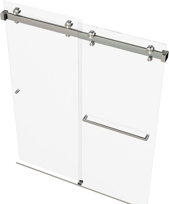 Photo 1 of 
Eurotech Showers VITRA-200 56.5-60" W x 78" H Twinglide Frameless Shower Door w/ 3/8" Clear Tempered Glass (Brushed Nickel)