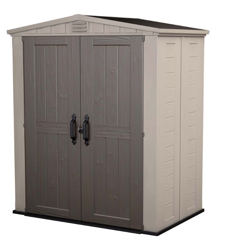 Photo 1 of 
Keter Factor 6x3 Outdoor Storage Shed Kit-Perfect to Store Patio Furniture, Garden Tools Bike Accessories, Beach Chairs and Push Lawn Mower, Taupe & Brown
