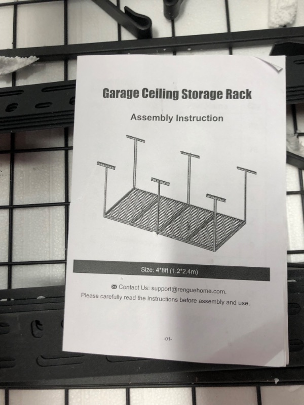 Photo 5 of ***USED - SCUFFED AND SCRAPED - LIKELY MISSING PARTS - UNABLE TO VERIFY FUNCTIONALITY***
Rengue Overhead Garage Storage Rack 4 x 8FT Adjustable Height Garage Ceiling Storage Racks Organization System Heavy Duty Cold Rolled Steel Storage Rack for Garage, W