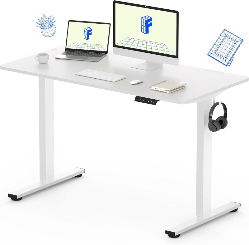 Photo 1 of ****STOCK PHOTO FOR REFERENCE*** FLEXISPOT EN1 One-Piece Standing Desk, 48 x 24 Inches Solid Desktop Height Adjustable Desk, Electric Sit Stand Up Desk Home Office Desks (White Frame + White Desktop)
