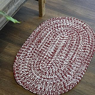 Photo 1 of ****GREEN****Farmdale Woven Tweed Reversible Braided 42X66 Area Rug - Sunset Red, Handcrafted in USA, Woven Texture