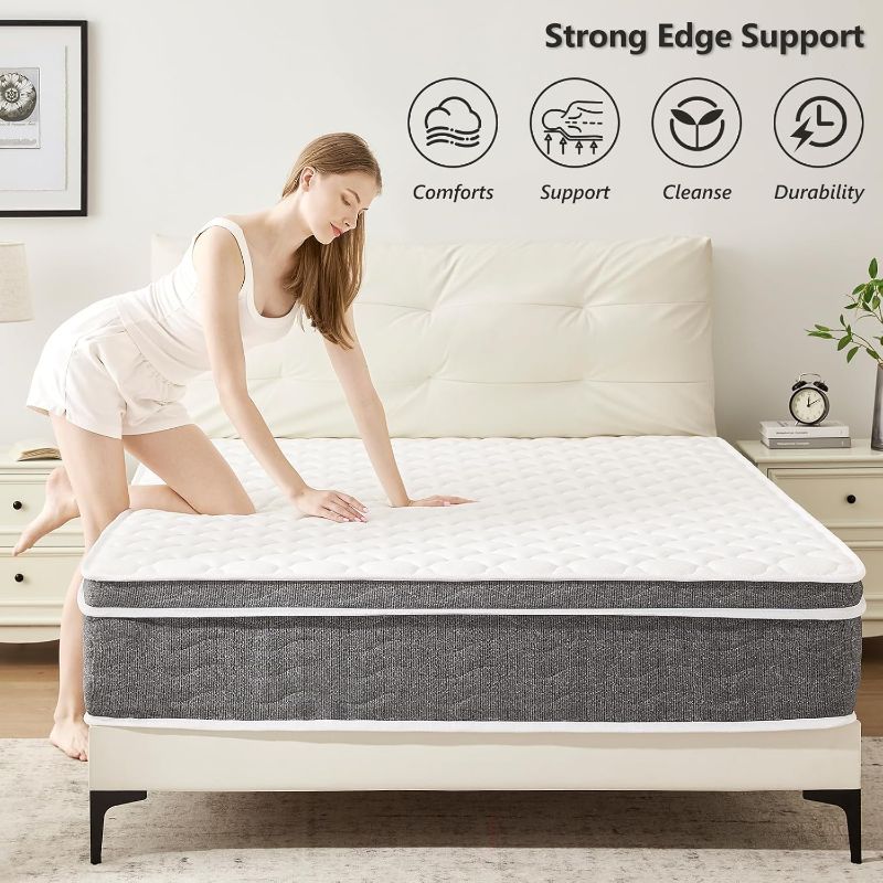 Photo 1 of ***TRUCK/TRAILER PICKUP ONLY - USED - DIRTY - NO PACKAGING***
Queen Size Mattress, 12 Inch Hybrid Mattress in a Box with Comfort Foam, Targeted Pressure Relief, Advanced Motion Isolation, Individually Wrapped Pocket, CertiPUR-US Certified