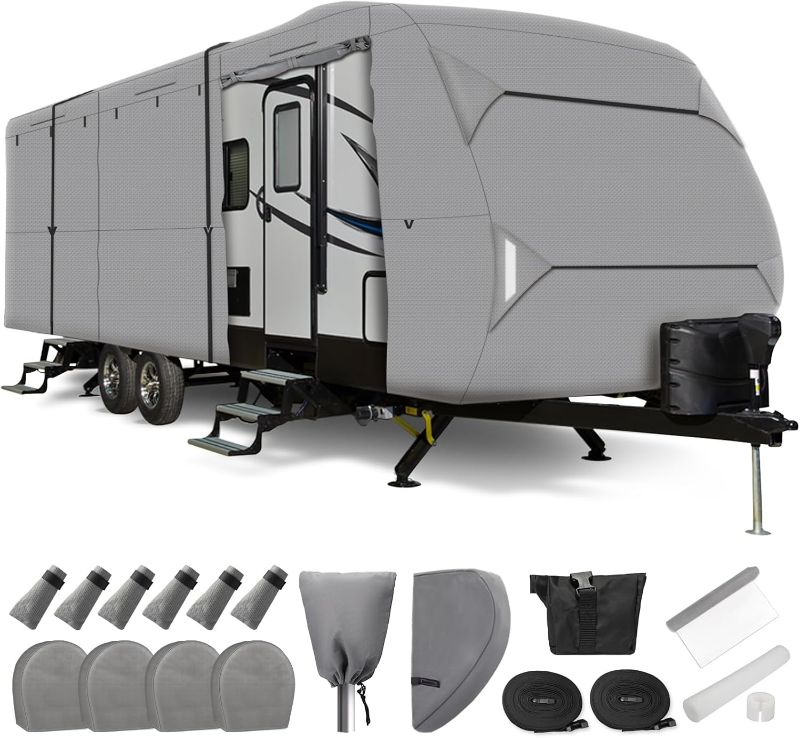 Photo 1 of 
Leader Accessories Travel Trailer RV Cover Windproof Extra Thick Upgraded 5 Layers Camper Cover with Adhesive Repair Patches (1Grey, Fits 24'-27')