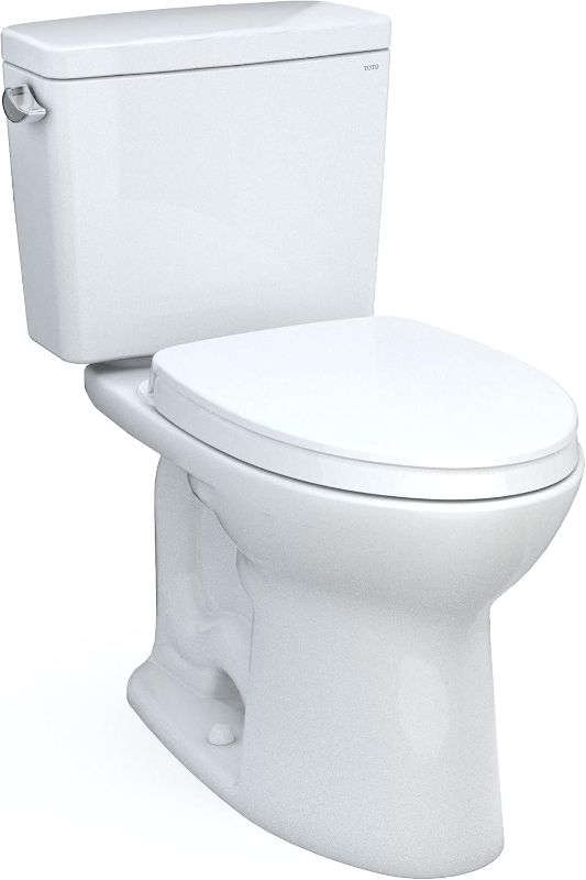 Photo 1 of 
TOTO Drake Two-Piece Elongated 1.28 GPF TORNADO FLUSH Toilet with CEFIONTECT and SoftClose Seat, WASHLET+ Ready, Cotton White - MS776124CEG#01
Style:Toilet