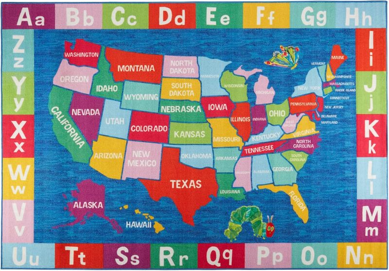 Photo 1 of ***USED - DIRTY - STAINED - SEE PICTURES - NO PACKAGING***
Eric Carle Elementary USA Map Kids Machine Washable Area Rug Blue/Red, 6'6"x9'5"