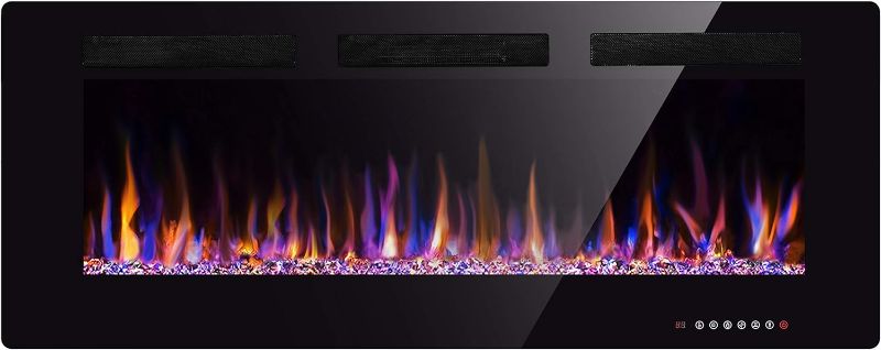 Photo 1 of 
50" Electric Fireplace in-Wall Recessed and Wall Mounted 1500W Fireplace Heater and Linear Fireplace with Timer/Multicolor Flames/Touch