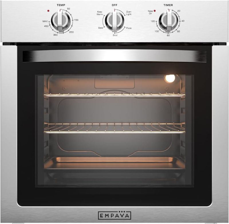 Photo 1 of 
Empava 24 inch Electric Single Wall Oven 2.5 Cu.ft Stainless Steel with Basic Broil Bake Functions Mechanical Knobs Control, 24WOE40L, Silver