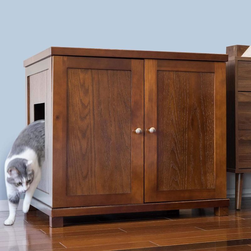 Photo 1 of 
THE REFINED FELINE Cat Litter Box Enclosure Cabinet, Modern, Mahogany Brown, Square Feet, XLarge, Hidden Litter Cat Furniture with Drawer