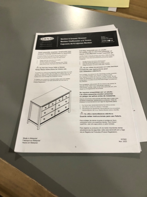 Photo 7 of ***NONREFUNDABLE - THIS SALE FINAL -  PARTS ONLY - SEE COMMENTS***
Graco Benton 6 Drawer Double Dresser (Pebble Gray) – Easy New Assembly Process, Universal Design, Durable Steel Hardware and Euro-Glide Drawers with Safety Stops, Coordinates with Any Nurs