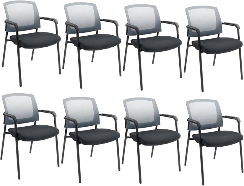 Photo 1 of ****STOCK PHOTO FOR REFERNCE*** CLATINA Grey Stacking Chairs Stackable Waiting Room Chairs with Armrest, Mesh Office Reception Guest Chair for Home Desk Conference Lobby Church Medical Meeting Training Ergonomic