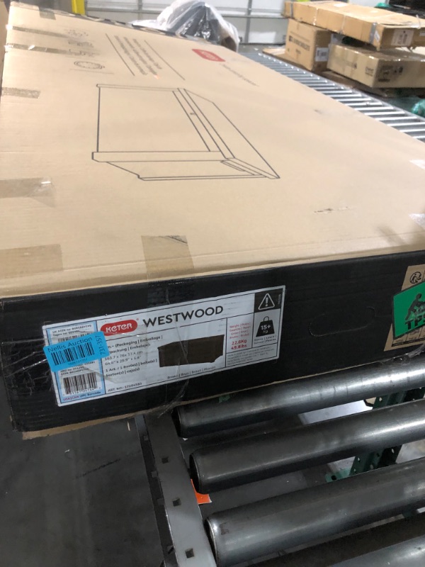 Photo 1 of **PARTS ONLY NON REFUNDABLE**SEE NOTES**
Keter Westwood 570L Outdoor 75% recycled Garden Furniture Storage Box Brown Wood Panel Effect ; Fade Free ; All Weather Resistant ; Safe and Secure ; Zero Maintenance ; 2 year Warranty