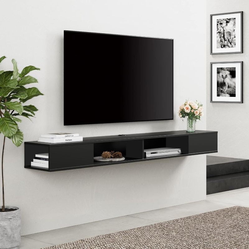 Photo 1 of 
FITUEYES Black Floating TV Shelf 70 inch, Entertainment Center Wall Mounted Media Console Shelf for Living Room, Bedroom