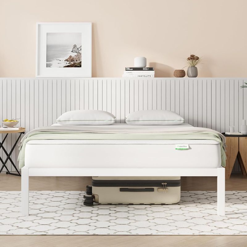 Photo 1 of ****STOCK PHOTO FOR REFERENCE ONLY****Novilla King Size Bed Frame Without Headboard, Metal Platform Bed Frame, No Box Spring Needed, Heavy Duty, Wood Slat Support, Easy Assembly, White
