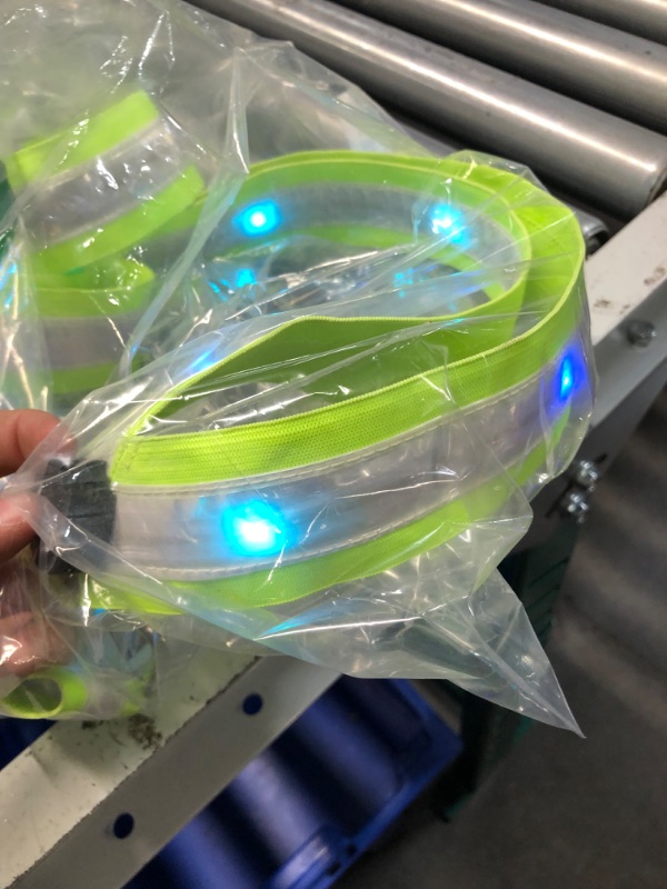 Photo 1 of OLIKER LED Reflective Running Gear High Visibility LED Flashing Sash Outdoor Running Cycling Hiking Jogging Rechargeable Illuminating Gear for Men and Women Night Safety Walking Gear (Green)