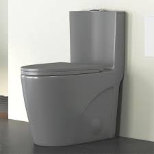 Photo 1 of **APPEARS UNUSED**
Reno 1-Piece 1.1/1.6 GPF Siphon Dual Flush Elongated ADA Chair Height Toilet in Glacier Gray, Seat Included