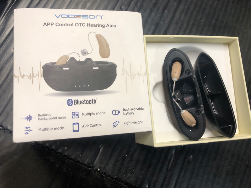 Photo 2 of (READ FULL POST) VODESON Advanced Bluetooth Hearing Aids for Seniors - Rechargeable and Noise Cancelling, Smart App Control, Ideal for Mild to Moderate Hearing Loss, OTC Digital Devices with 3 Scene Modes