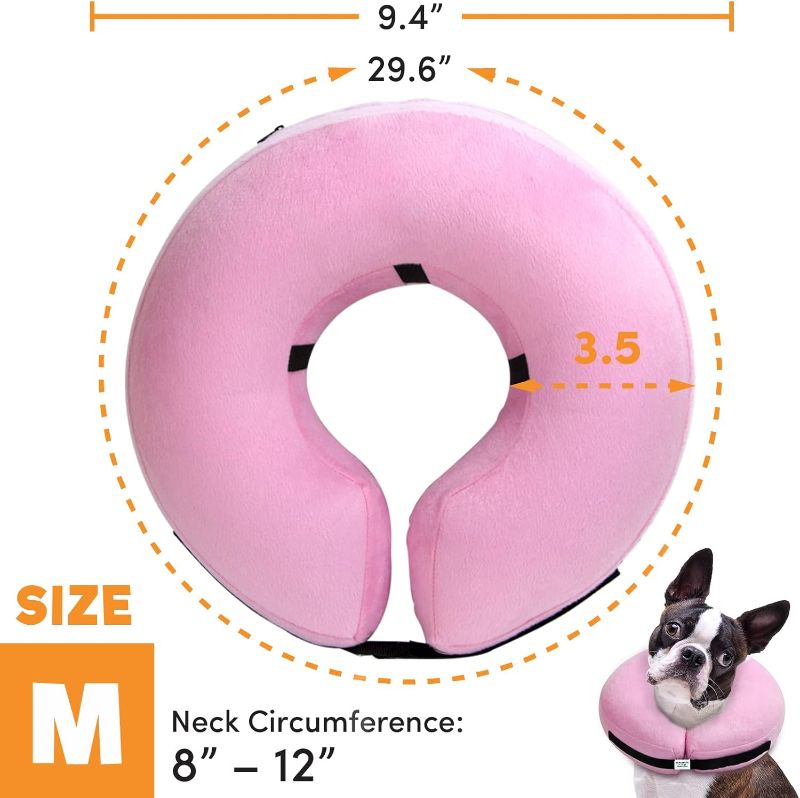 Photo 4 of (READ FULL POST) BENCMATE Protective Inflatable Collar for Dogs and Cats - Soft Pet Recovery Collar Does Not Block Vision E-Collar (Large, Pink)