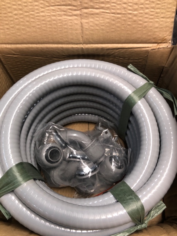 Photo 2 of (3/4" Dia * 25 Feet) Yariwiz Flexible Electrical Conduit Liquid Tight PVC Conduit Kit with 3 PCS Coupling, 3 PCS Elbow and 7 PCS Strap, Sealtight Seal Flex Liquidtight Wire Outdoor Non Metallic Grey