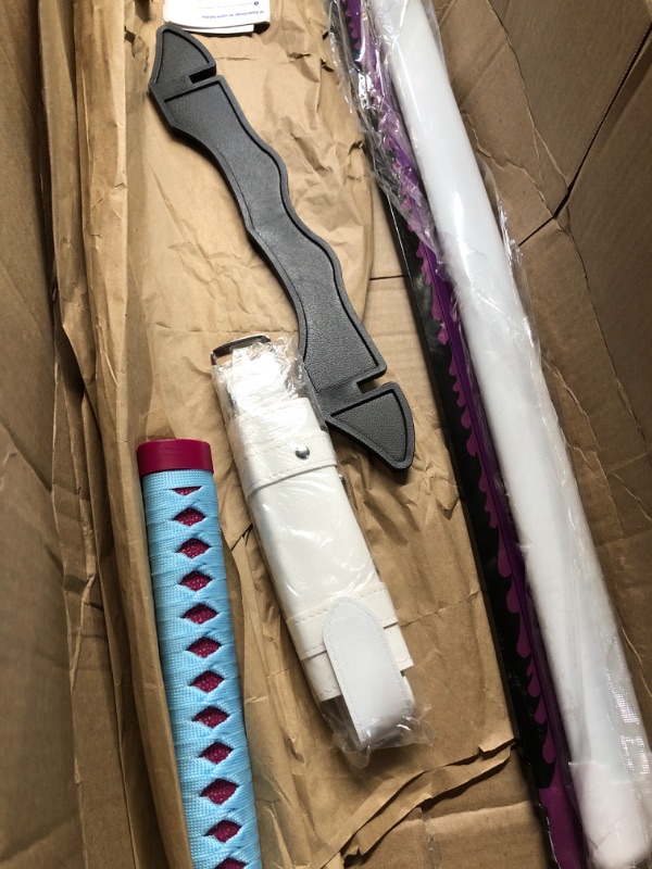 Photo 1 of (no returns)(damage) (see notes) Zisu Light Up Demon Slayer Sword - 40-Inch Katana with Rechargeable Battery - Full Kit with Sword Stand and Belt Mitsuri