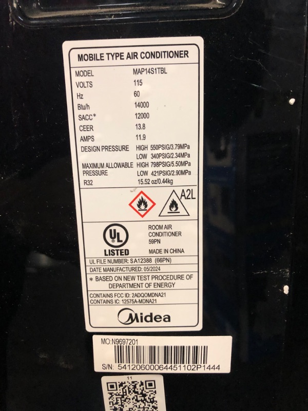 Photo 3 of ***HEAVILY USED AND DIRTY - MISSING PARTS - SEE COMMENTS***
Midea Duo 14,000 BTU (12,000 BTU SACC) High Efficiency Inverter, Ultra Quiet Portable Air Conditioner, Cools up to 550 Sq. Ft., Works with Alexa/Google Assistant, Includes Remote Control & Window