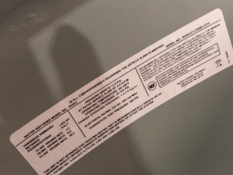 Photo 1 of ***USED - MAJOR DAMAGE - NO PACKAGING - SEE COMMENTS***
Rheem 42,000 Grain Preferred Plus Water Softener for Hard Water and Iron Reduction