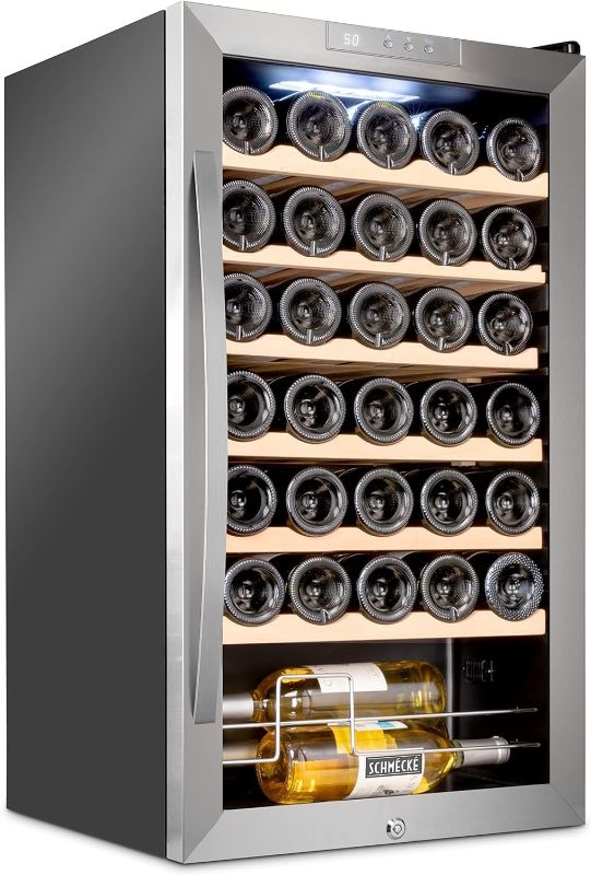 Photo 8 of ***USED - DAMAGED - SEE COMMENTS***
Schmécké 34 Bottle Compressor Wine Cooler Refrigerator w/Lock - Large Freestanding Wine Cellar For Red, White, Champagne or Sparkling Wine - 41f-64f Digital Temperature Control Fridge Stainless Steel