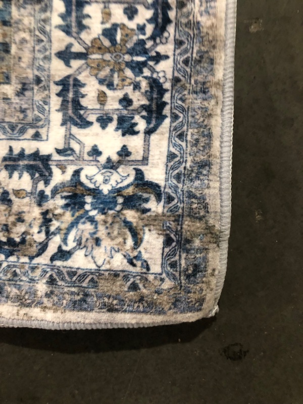 Photo 4 of ***USED - DIRTY - NO PACKAGING - SEE PICTURES***
KOZYFLY Runners for Hallways 2.6x12 Ft Extra Long Washable Kitchen Runner Boho Runner Rug for Entryway Indoor Blue Printed Faux Wool Stair Runner Floor Carpet Runner for Stair Kitchen Hall