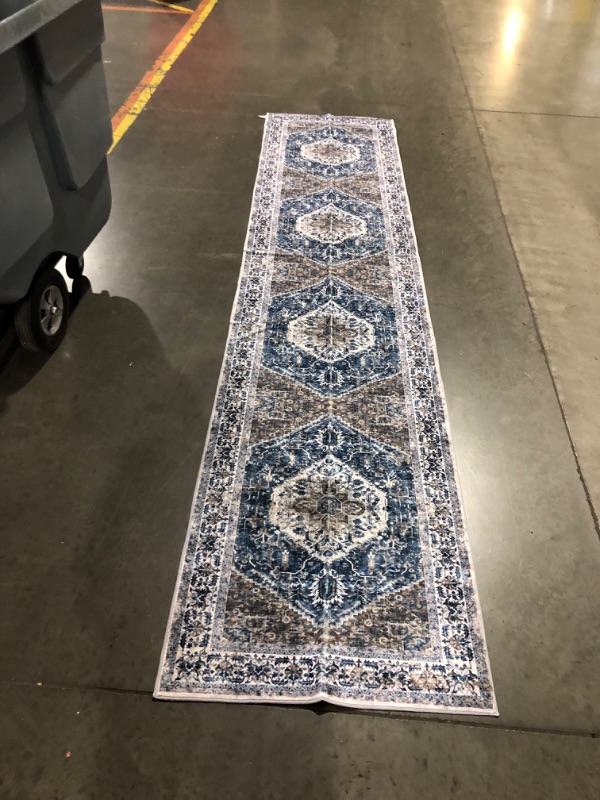 Photo 2 of ***USED - DIRTY - NO PACKAGING - SEE PICTURES***
KOZYFLY Runners for Hallways 2.6x12 Ft Extra Long Washable Kitchen Runner Boho Runner Rug for Entryway Indoor Blue Printed Faux Wool Stair Runner Floor Carpet Runner for Stair Kitchen Hall