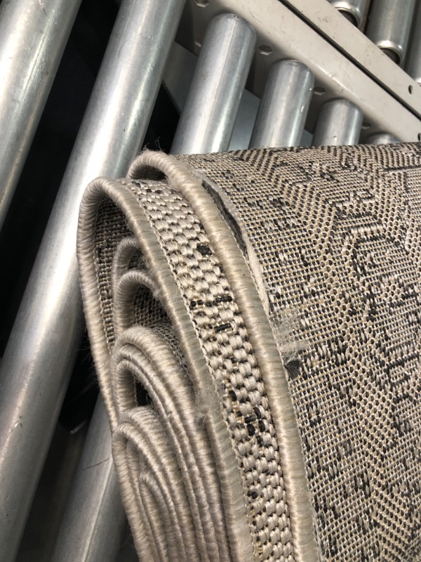 Photo 1 of ***USED - DIRTY - NO PACKAGING***
Nicole Miller New York Patio Country Azalea Transitional Medallion Outdoor Area Rug, Grey/Black, 9'2"x12'5"