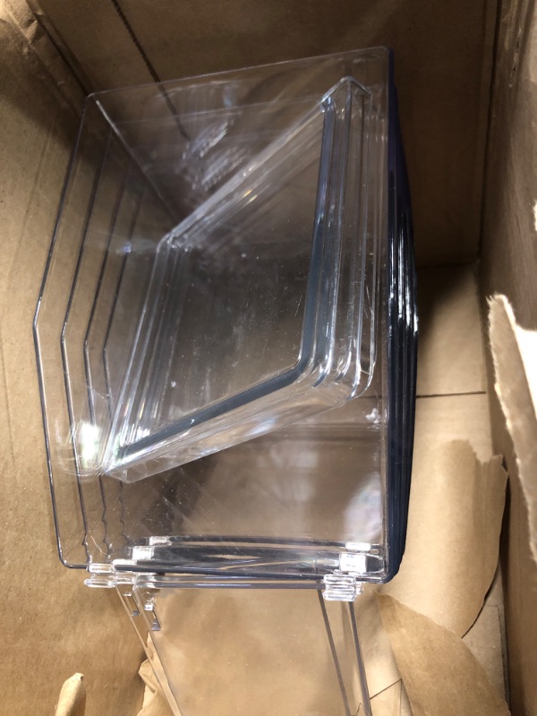 Photo 3 of ***USED - LIKELY MISSING PARTS - UNABLE TO VERIFY FUNCTIONALITY***
Aconfei Clear Plastic Storage Organizer Bins, 4 Pack Stackable Pantry Storage Bins With Lids, Perfect Kitchen Organization and Storage - For Kitchen, Fridge, Countertops, Bathroom Organize